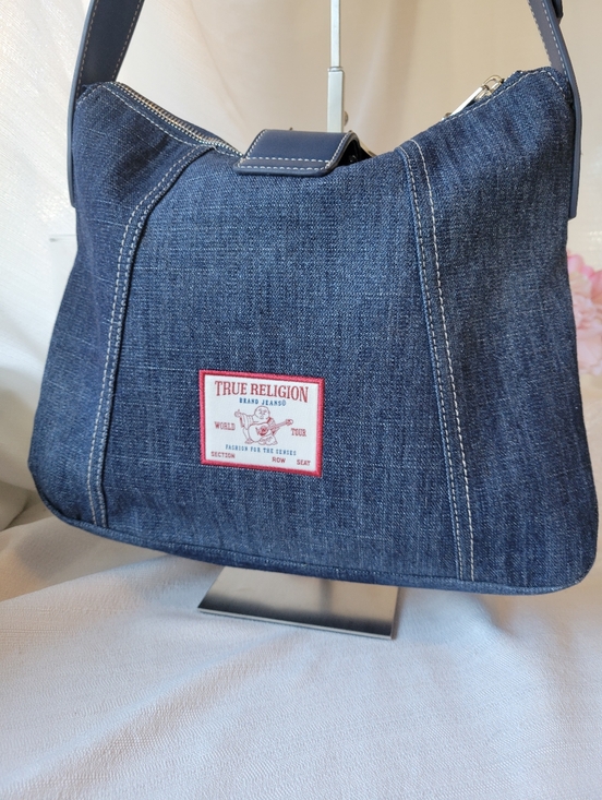 True Religion Horseshoe Dark Blue Denim Hobo Bag - Picture 2 of 6
